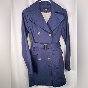 H& M double breasted pea coat 💗 navy blue 💗 double breasted 💗 size 2